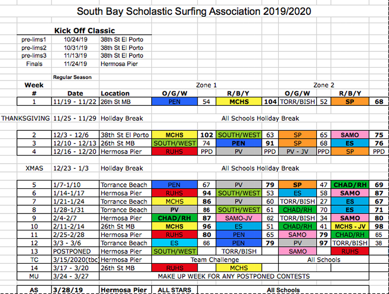 Schedule & Results Image updated 3/9/20 Schedule & Results Image updated 3/9/20