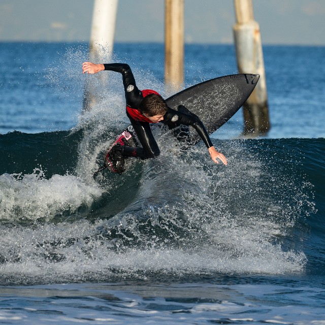 Cole Saffel backside top turn at Hermosa Pier Cole Saffel backside top turn at Hermosa Pier